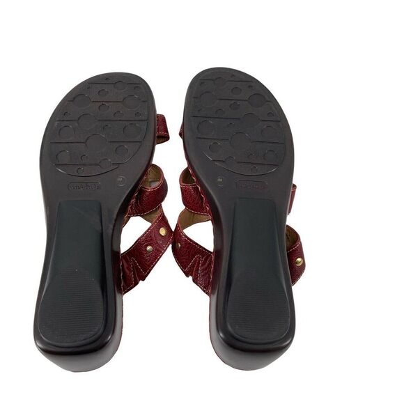 Nurture Comfort Sandals Red Leather Womens Size 8 Lewis Studded Med Wedge Heel - Picture 8 of 10